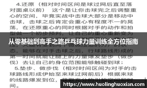从零基础到高手之路乒乓球力量训练全方位指南
