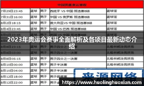2023年奥运会赛事全面解析及各项目最新动态介绍