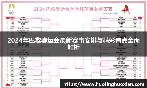 2024年巴黎奥运会最新赛事安排与精彩看点全面解析