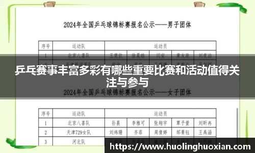 乒乓赛事丰富多彩有哪些重要比赛和活动值得关注与参与